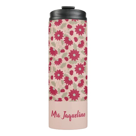 先生パーソナライズされたギフト、ピンクデイジータンブラー タンブラー (正面)