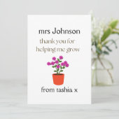 先生パーソナライズされたギフト、先生ギフト、ビーフライエン サンキューカード (スタンド正面)