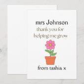 先生パーソナライズされたギフト、先生ギフト、ビーフライエン サンキューカード (正面/裏面)