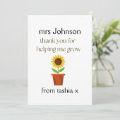 先生パーソナライズされたギフト、先生ギフト、ビーフライエン サンキューカード (スタンド正面)