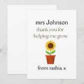 先生パーソナライズされたギフト、先生ギフト、ビーフライエン サンキューカード (正面/裏面)