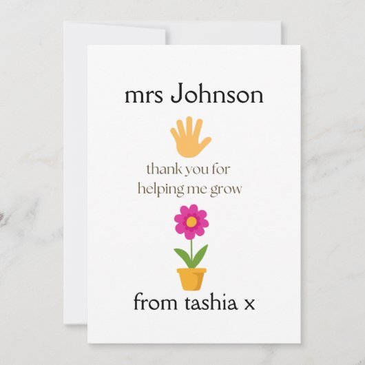 先生パーソナライズされたギフト、先生ギフト、ビーフライエン サンキューカード (正面)