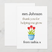 先生パーソナライズされたギフト、先生ギフト、ビーフライエン サンキューカード (正面/裏面)