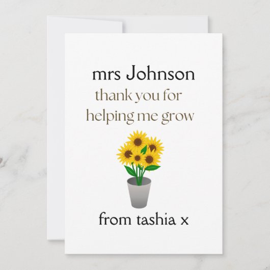 先生パーソナライズされたギフト、先生ギフト、ビーフライエン サンキューカード (正面)