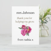 先生パーソナライズされたギフト、先生ギフト、ビーフライエン サンキューカード (スタンド正面)