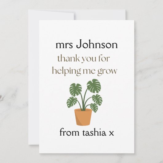 先生パーソナライズされたギフト、先生ギフト、ビーフライエン サンキューカード (正面)