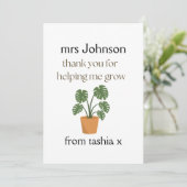 先生パーソナライズされたギフト、先生ギフト、ビーフライエン サンキューカード (スタンド正面)