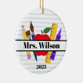 先生パーソナライズされたギフトApple定規ペンシル セラミックオーナメント (右)