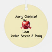 先生パーソナライズされたクリスマスギフト赤りんご メタルオーナメント (裏面)