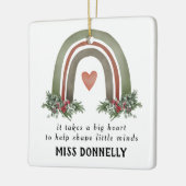 先生パーソナライズされたクリスマスレインボー セラミックオーナメント (左)