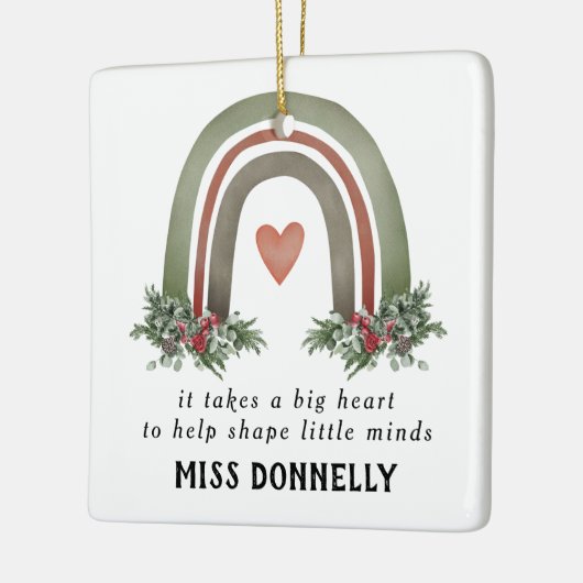 先生パーソナライズされたクリスマスレインボー セラミックオーナメント (左)