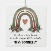 先生パーソナライズされたクリスマスレインボー セラミックオーナメント (裏面)