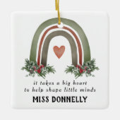 先生パーソナライズされたクリスマスレインボー セラミックオーナメント (正面)