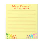 先生パーソナライズされたクレヨンデザインライン ノートパッド (正面)