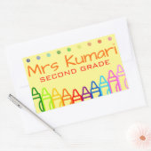 先生パーソナライズされたクレヨンデザイン 長方形シール (封筒)