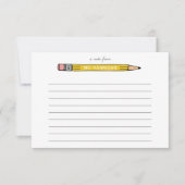 先生パーソナライズされたノートカード付きNo.2鉛筆 サンキューカード (正面)