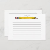 先生パーソナライズされたノートカード付きNo.2鉛筆 サンキューカード (正面/裏面)