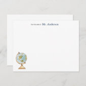 先生パーソナライズされたノートカード（グローブ付き） サンキューカード (正面/裏面)