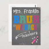 先生パーソナライズされたブルワウワイ戻る(学校へ) ポストカード (正面/裏面)