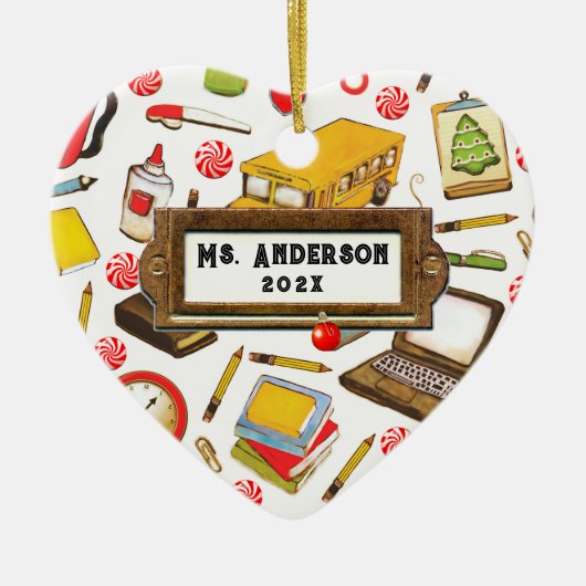 先生パーソナライズされたホリデーギフト セラミックオーナメント (正面)