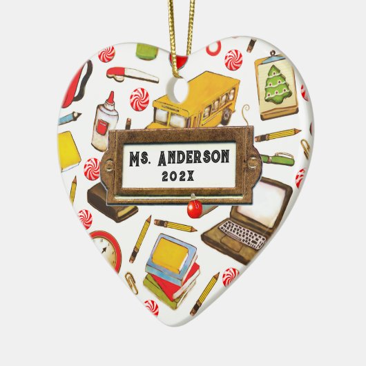 先生パーソナライズされたホリデーギフト セラミックオーナメント (左)