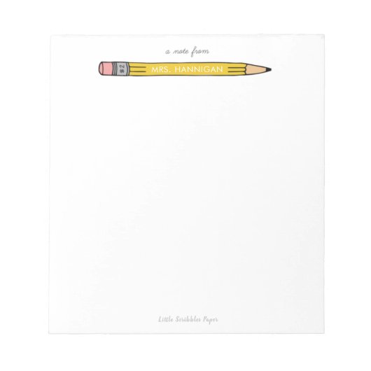 先生パーソナライズされたメモ帳No. 2鉛筆 ノートパッド (正面)