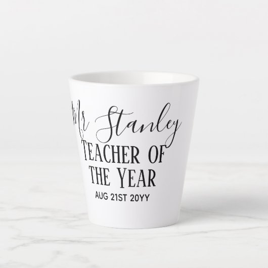 先生パーソナライズされたモダン文字 カフェラテマグ (正面)