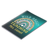 先生パーソナライズされたレインボーアニマルプリント、ハート ノートブック (左側)