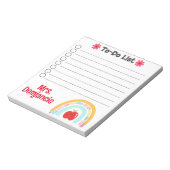 先生パーソナライズされたレインボーペンシルとリンゴ ノートパッド (回転)