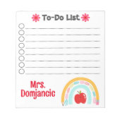 先生パーソナライズされたレインボーペンシルとリンゴ ノートパッド (正面)