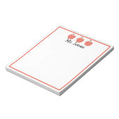 先生パーソナライズされたレッドアップルジンガムのプレイドノート ノートパッド (回転)