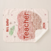 先生パーソナライズされたワードアートアップルギフト シェルパブランケット (正面(横))