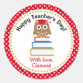 先生パーソナライズされた感謝の贈り物（赤フクロウ） ラウンドシール (正面)