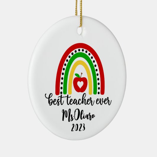 先生パーソナライズされた感謝ギフト虹 セラミックオーナメント (右)
