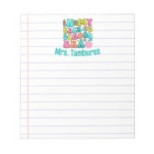 先生パーソナライズされた新学期エラライン ノートパッド (正面)