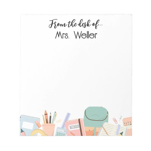 先生パーソナライズされた新学期供給 ノートパッド (正面)