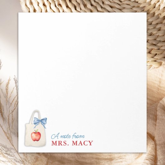 先生パーソナライズされた水カラートート（弓あり） ノートパッド