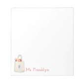 先生パーソナライズされた水彩トート(リンゴ付) ノートパッド (正面)