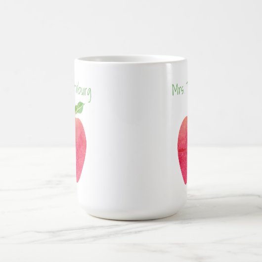 先生パーソナライズされた赤水カラーアップル先生 コーヒーマグカップ (中央)