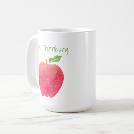 先生パーソナライズされた赤水カラーアップル先生 コーヒーマグカップ (正面左)