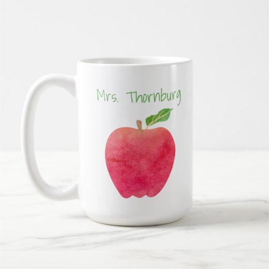 先生パーソナライズされた赤水カラーアップル先生 コーヒーマグカップ (左)