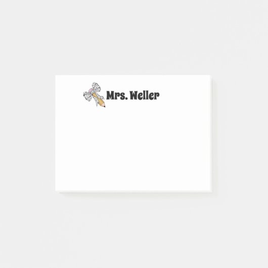 先生パーソナライズされた鉛筆および弓新学期 ポストイット (正面)