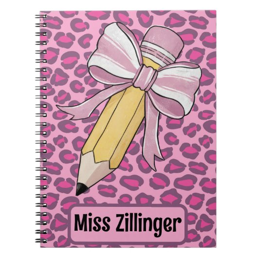 先生パーソナライズされた鑑賞Pencil with bow ノートブック (正面)