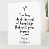 先生パーソナライズされた「ありがとう」カードと引用文 サンキューカード (正面)
