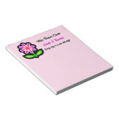 先生ピンクのメモ帳とピンクの花 ノートパッド (アングル)