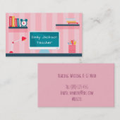 先生ピンクストライプテーマ 名刺 (正面/裏面)