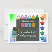 先生フィードバックの学生へのコメント ノートカード (正面)