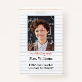 先生フォトIDバッジ教室、マスクなし バッジ