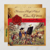 先生フクロウの目盛りワックスシールモノグラム 招待状 (正面/裏面)