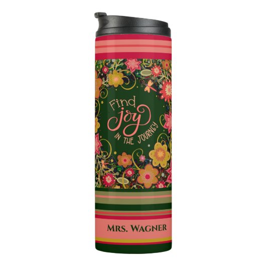 先生フラワーストライプジョイジャーニー引用文 タンブラー (回転右)